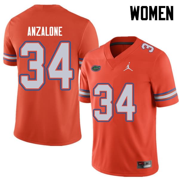 Women's NCAA Florida Gators Alex Anzalone #34 Stitched Authentic Jordan Brand Orange College Football Jersey KOX0465UQ